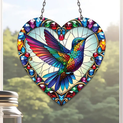 Vibrant Hummingbird Acrylic Window Hanging