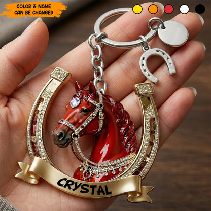 Personalized Sparkle Horse Keychain
