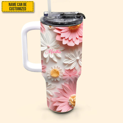 Beautiful Flowers - Personalized Tumbler With Handle 40oz