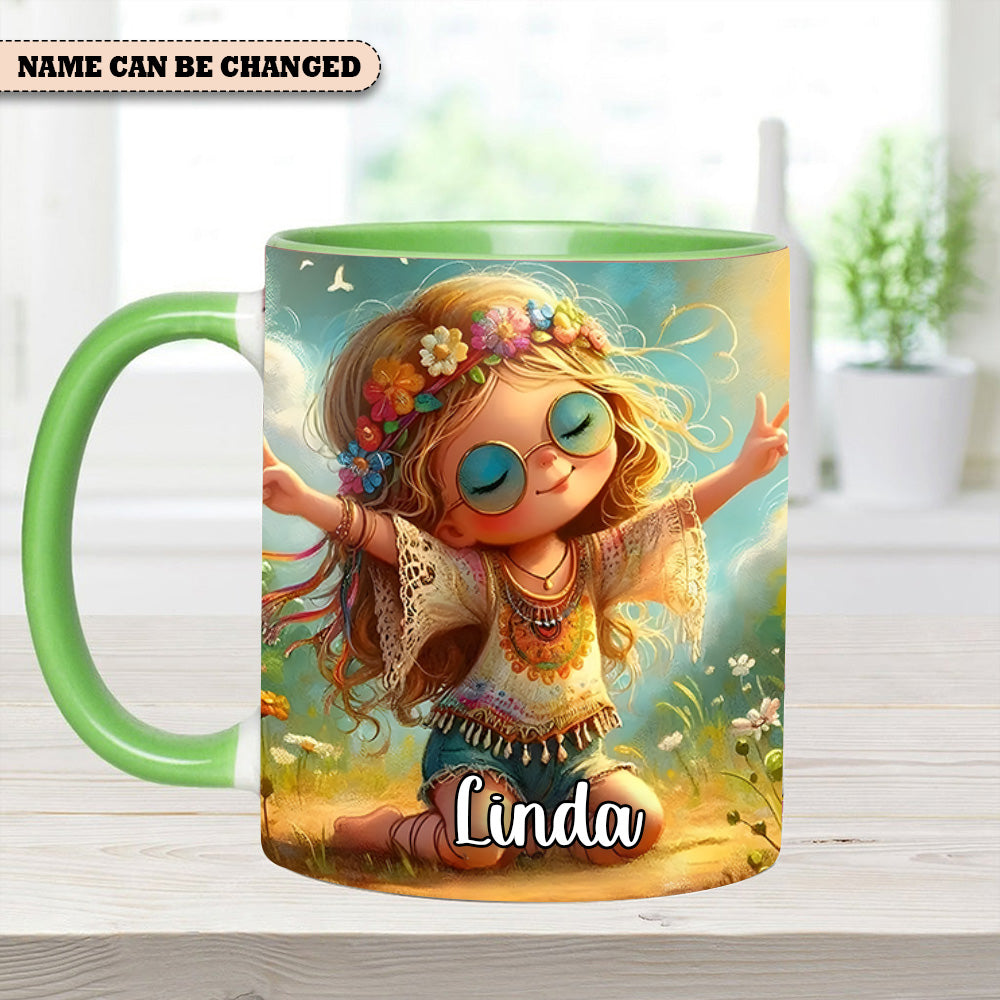 Personalized Hippie Girl Accent Mug