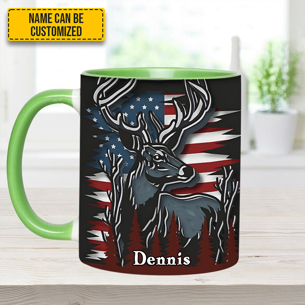 Deer USA Flag - Personalized Hunting Accent Mug