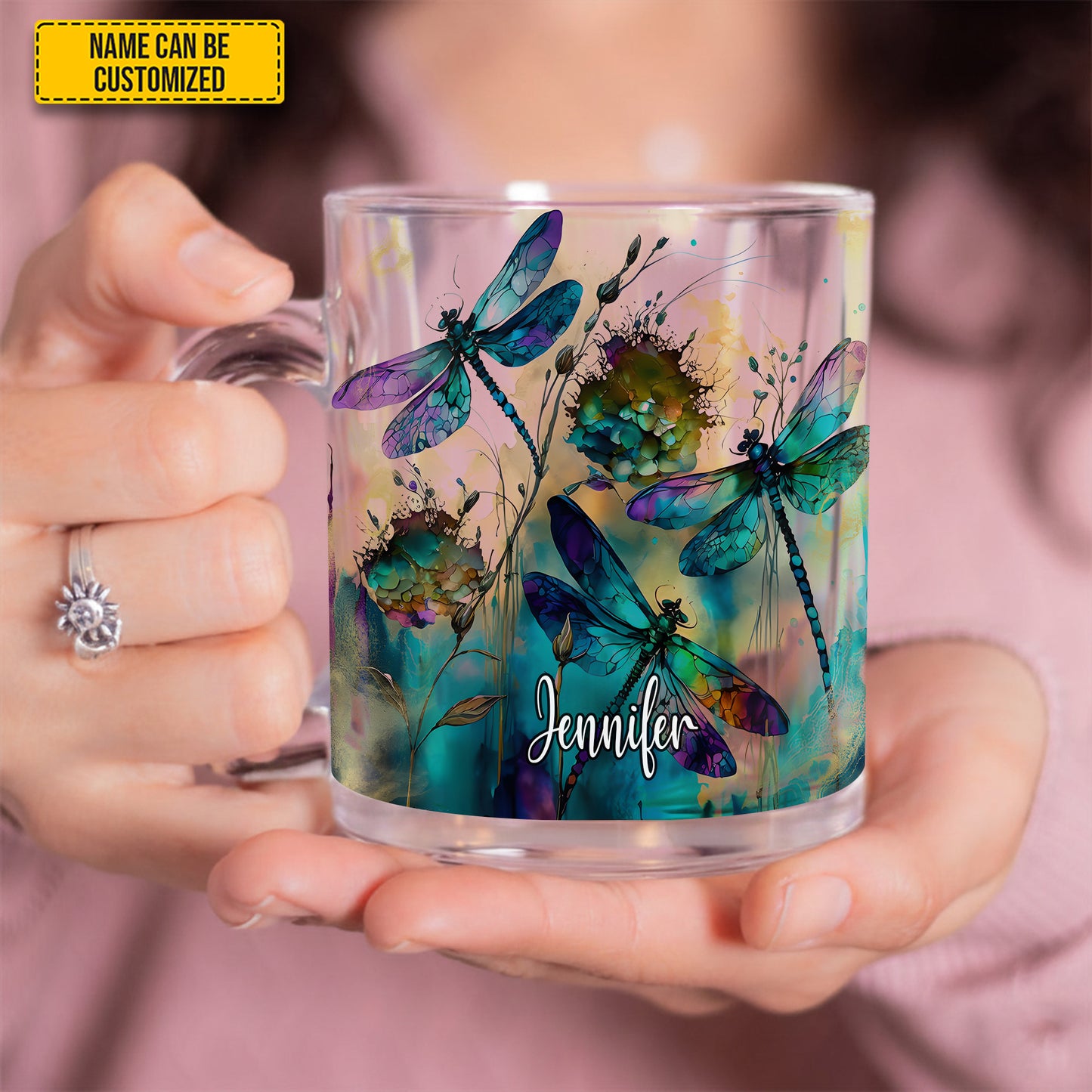 Dragonfly Colorful - Personalized Glass Mug