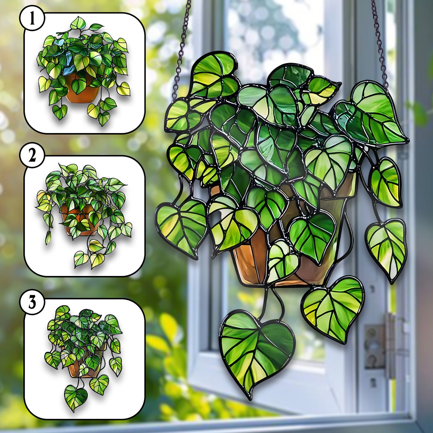 Hanging Heartleaf Plant Acrylic Window Hanging