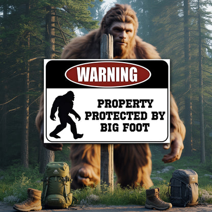 Protected by Bigfoot – Funny Metal Sign