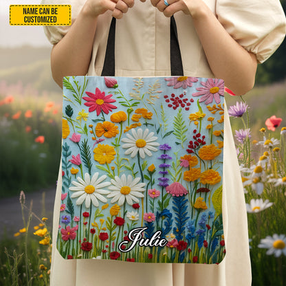 Flower Pattern - Personalized Tote Bag