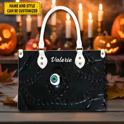 Halloween Book Of Spells Leather Handbag