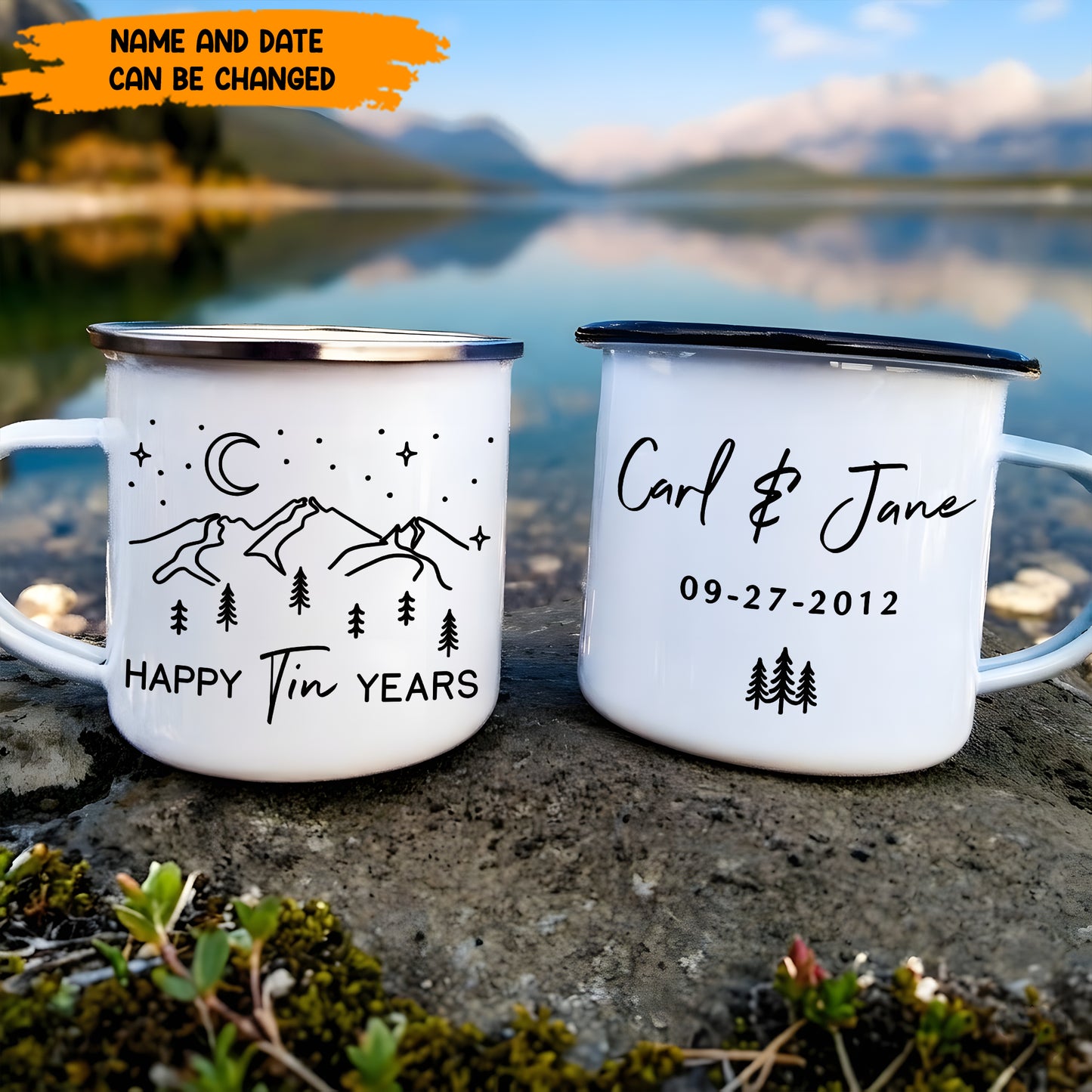 Happy Tin Years Anniversary Gift - Personalized Enamel Mug