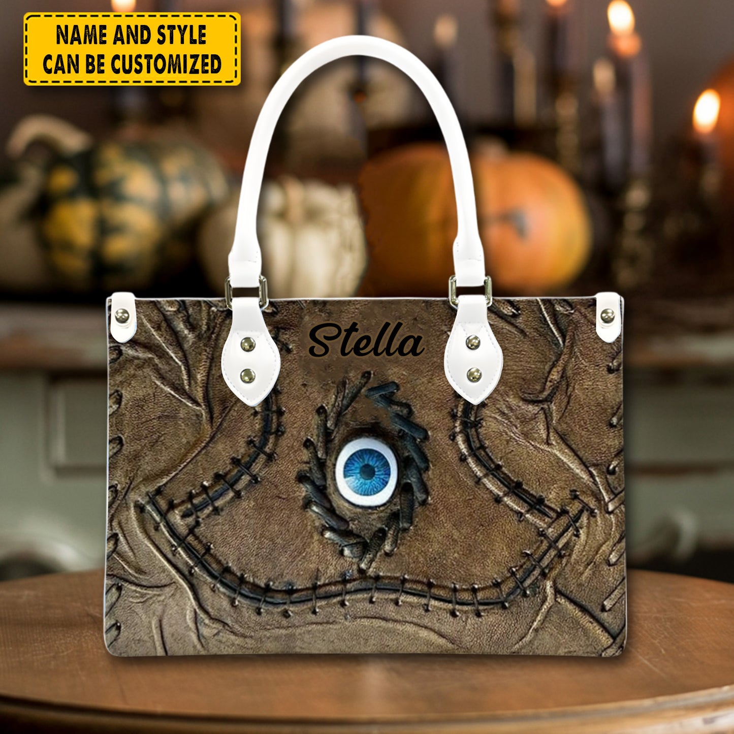 Halloween Book Of Spells Leather Handbag