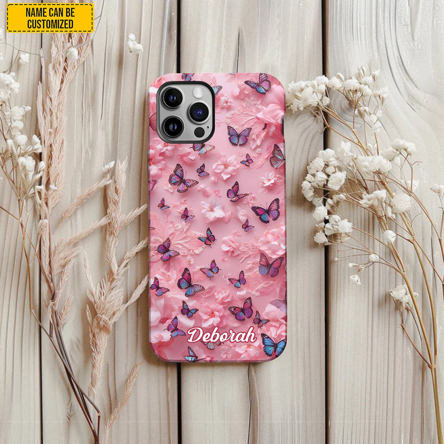 Personalized Butterfly Flower Phone Case