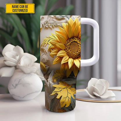 Beautiful Sunflower - Personalized Tumbler With Handle 40oz