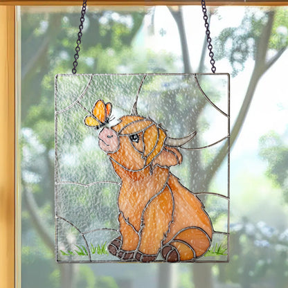 Highland Cow Stained Glass Suncatcher
