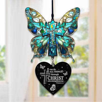 Butterfly & Cross Faith Acrylic Suncatcher with Scripture