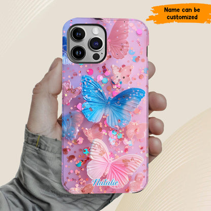 Personalized Butterfly Glitter Phone Case