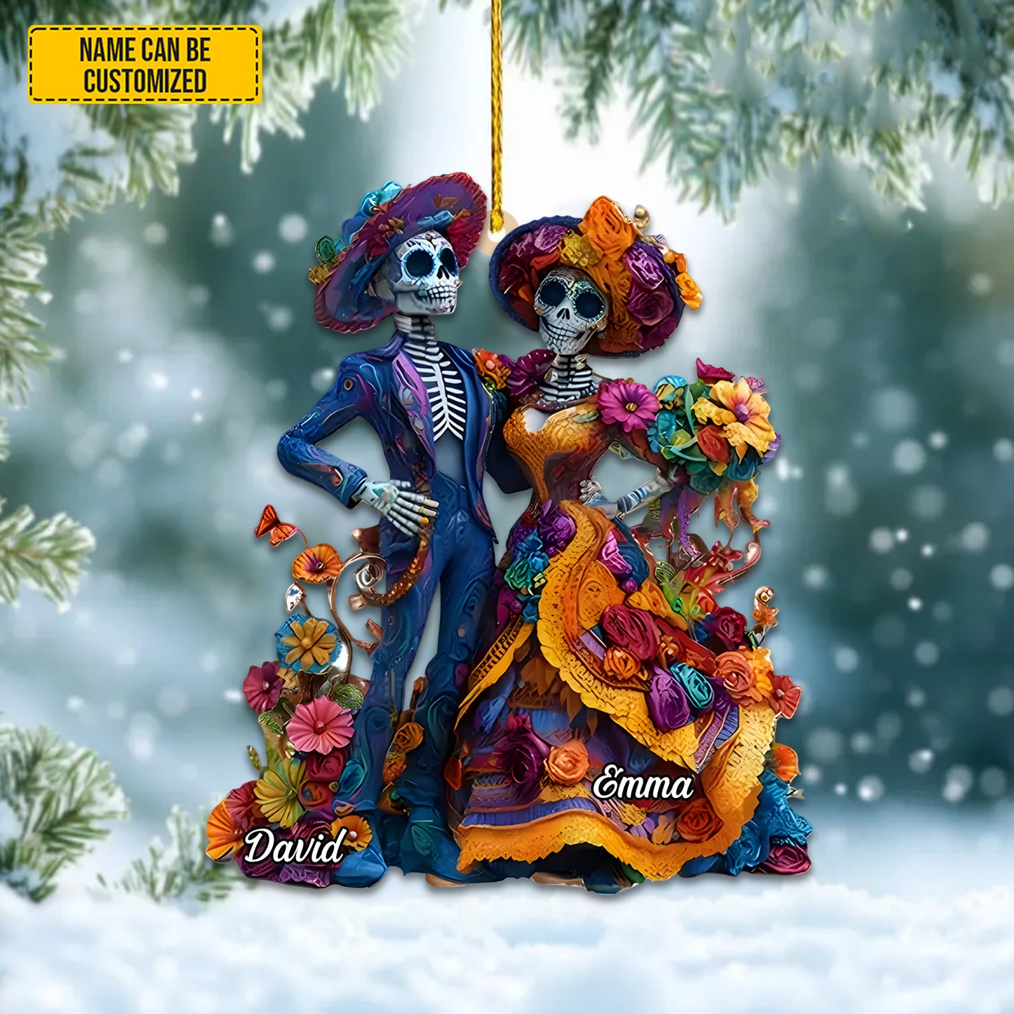 Personalized Day of the Dead Couple Ornament