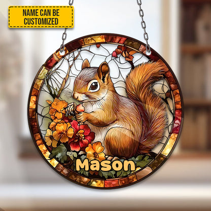 Nature's Embrace – Personalized Squirrel Acrylic Window