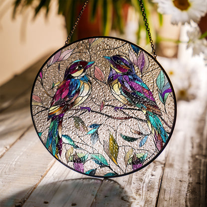 Vintage Stained Glass Bird Suncatcher