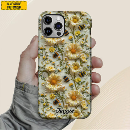 Bee & Flowers - Personalized Phone Case