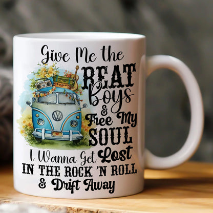Hippie Guitar Give Me The Beat - Hippie Rock White Mug