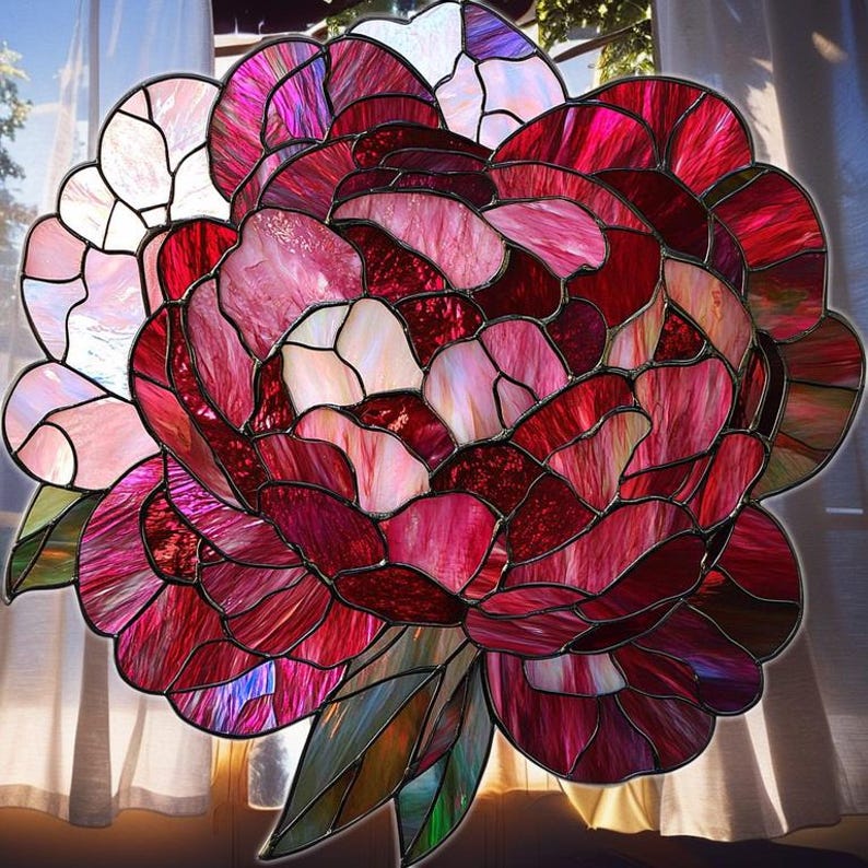 Romantic Peony Faux Acrylic Window Hanging