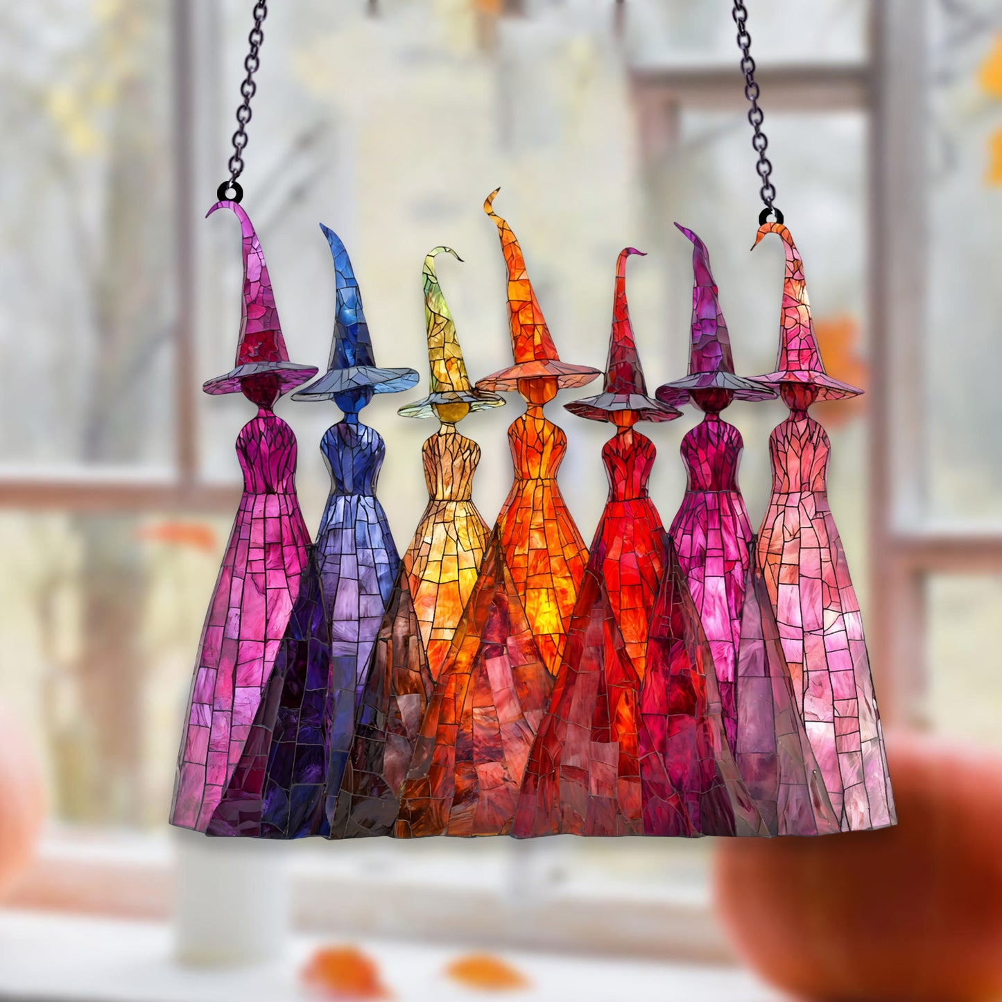Colorful Witch ACRYLIC Window Suncatcher Decor