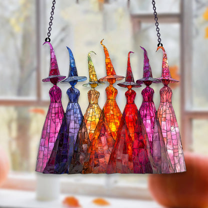 Colorful Witch ACRYLIC Window Suncatcher Decor
