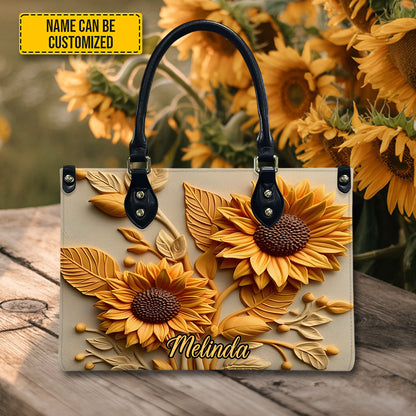 Love Sunflower - Personalized Sunflower Leather Handbag