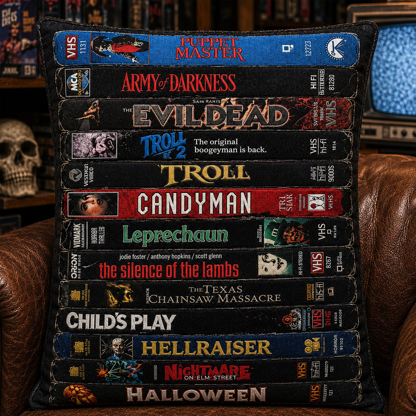 Retro Horror VHS Pillow Version 2