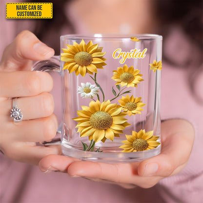 Beautiful Sunflower - Personalized Sunflower Glass Mug