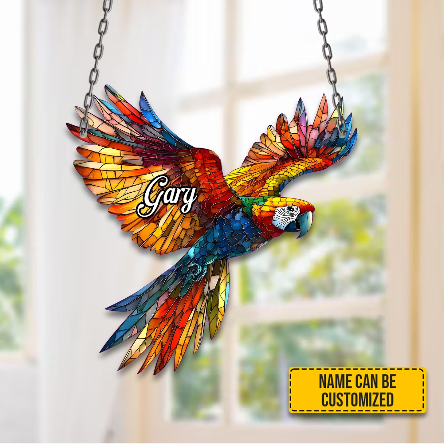 Colorful Flying Parrot - Personalized Acrylic Window