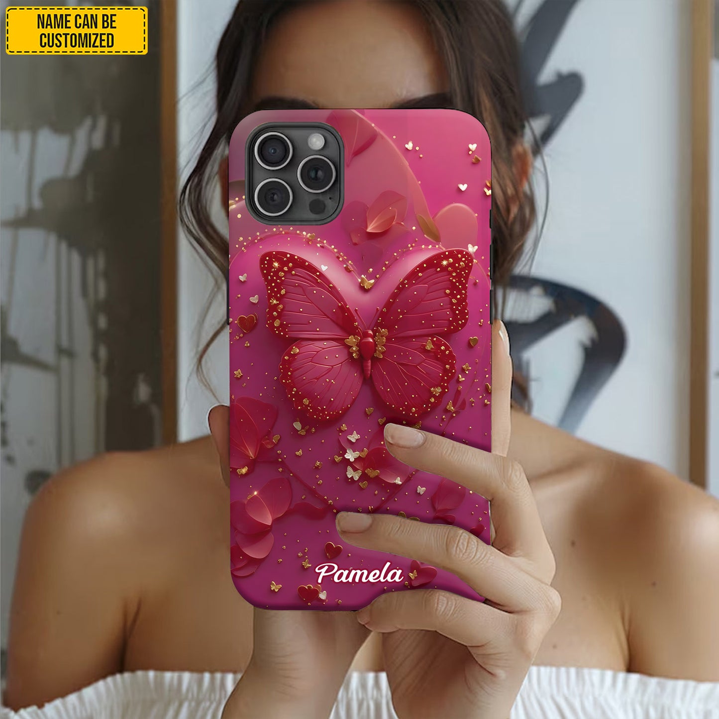 Personalized Pink Butterfly Phone Case