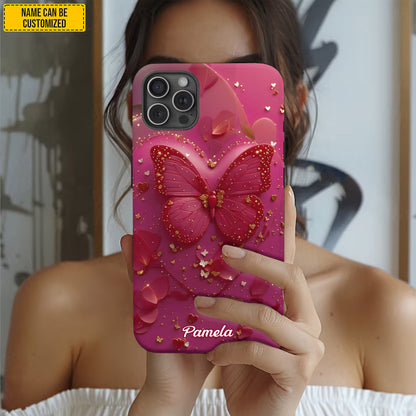 Personalized Pink Butterfly Phone Case