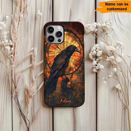 Raven Halloween Stained Glass - Personalized Phone Case