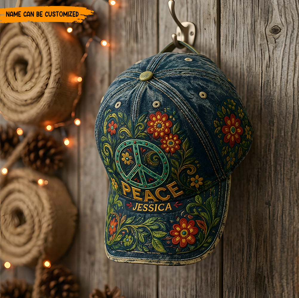 Peace, Love & Wildflowers - Personalized Hippie Classic Cap