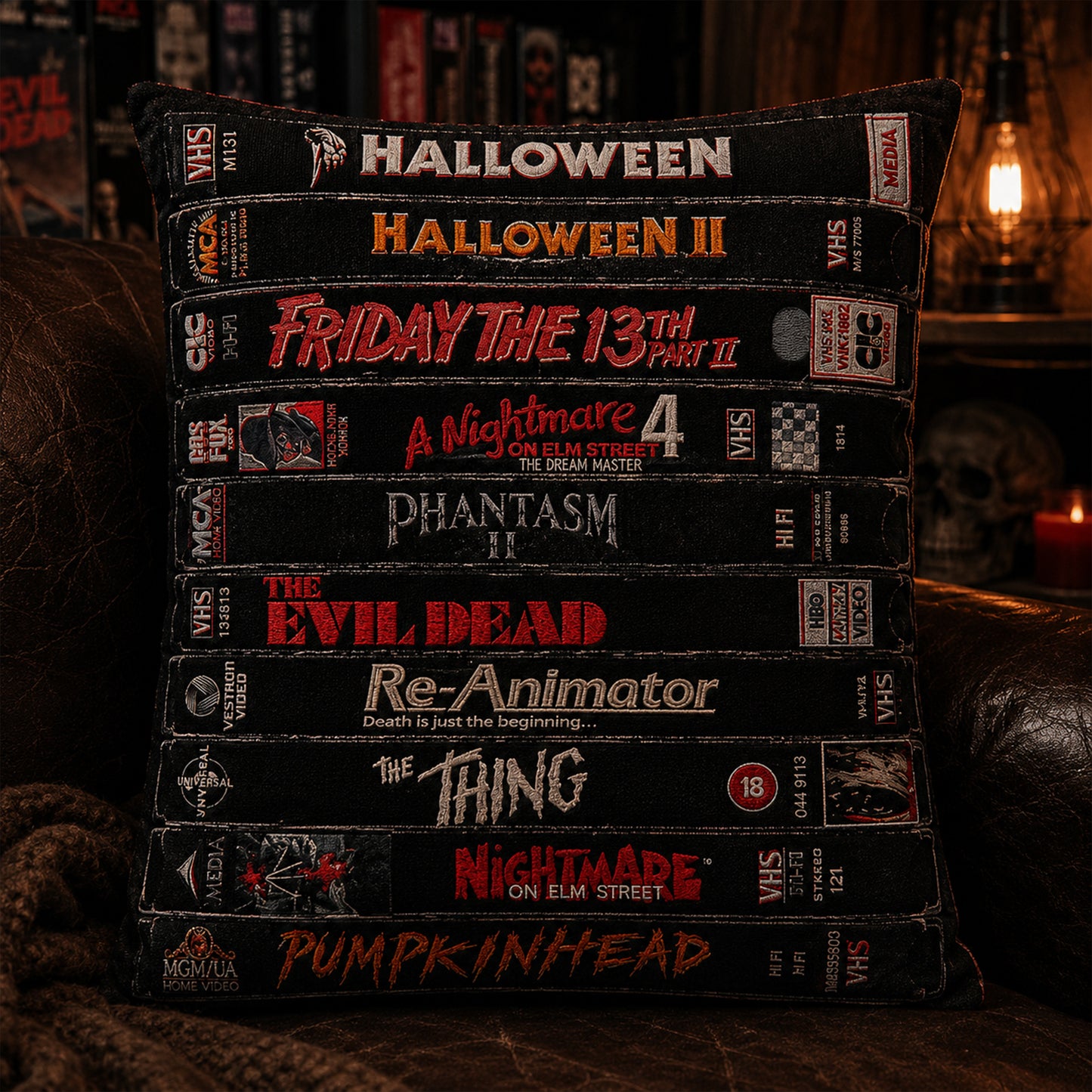 Retro Horror VHS Pillow