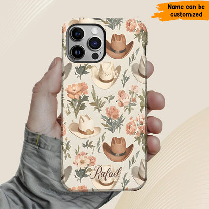 Cowgirl Hat Flowers - Personalized Phone Case