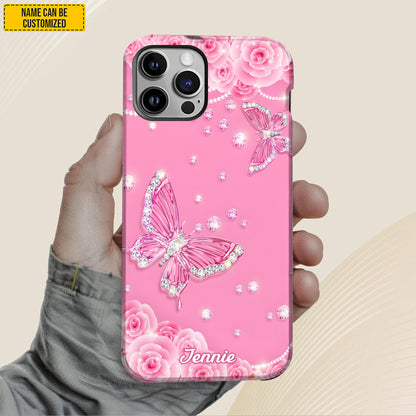 Pink Butterfly - Personalized Phone Case