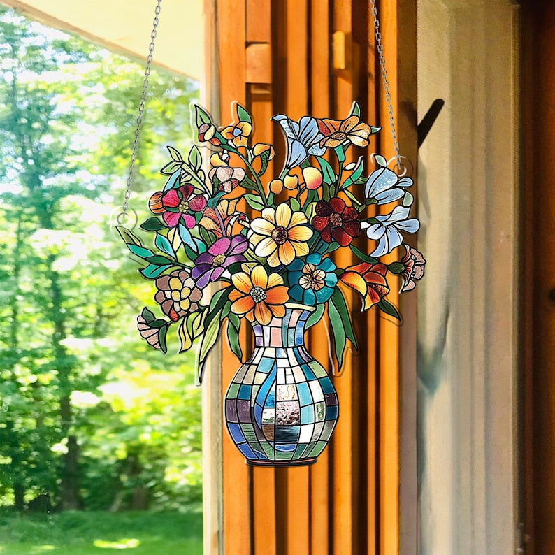Flower Flask Acrylic Window Hanging