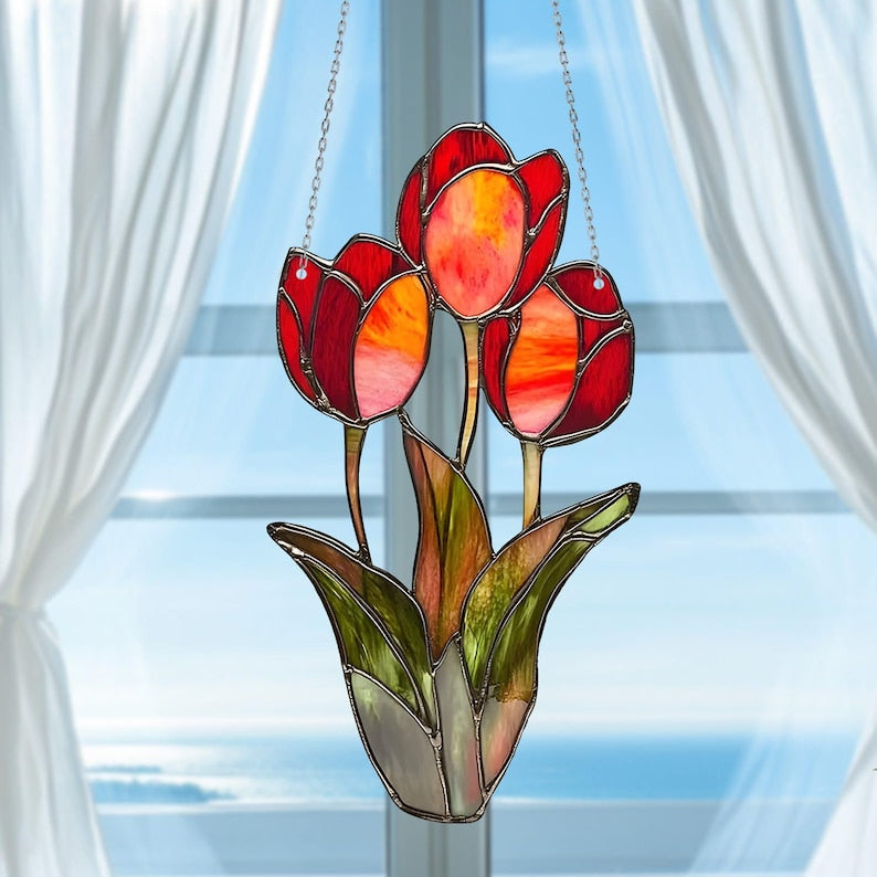 Colorful Tulip Window Hanging Acrylic
