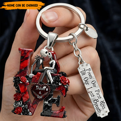 Personalized Gothic Couple LOVE Keychain