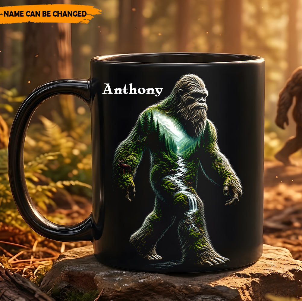 Forest Guardian – Personalized Bigfoot Black Mug