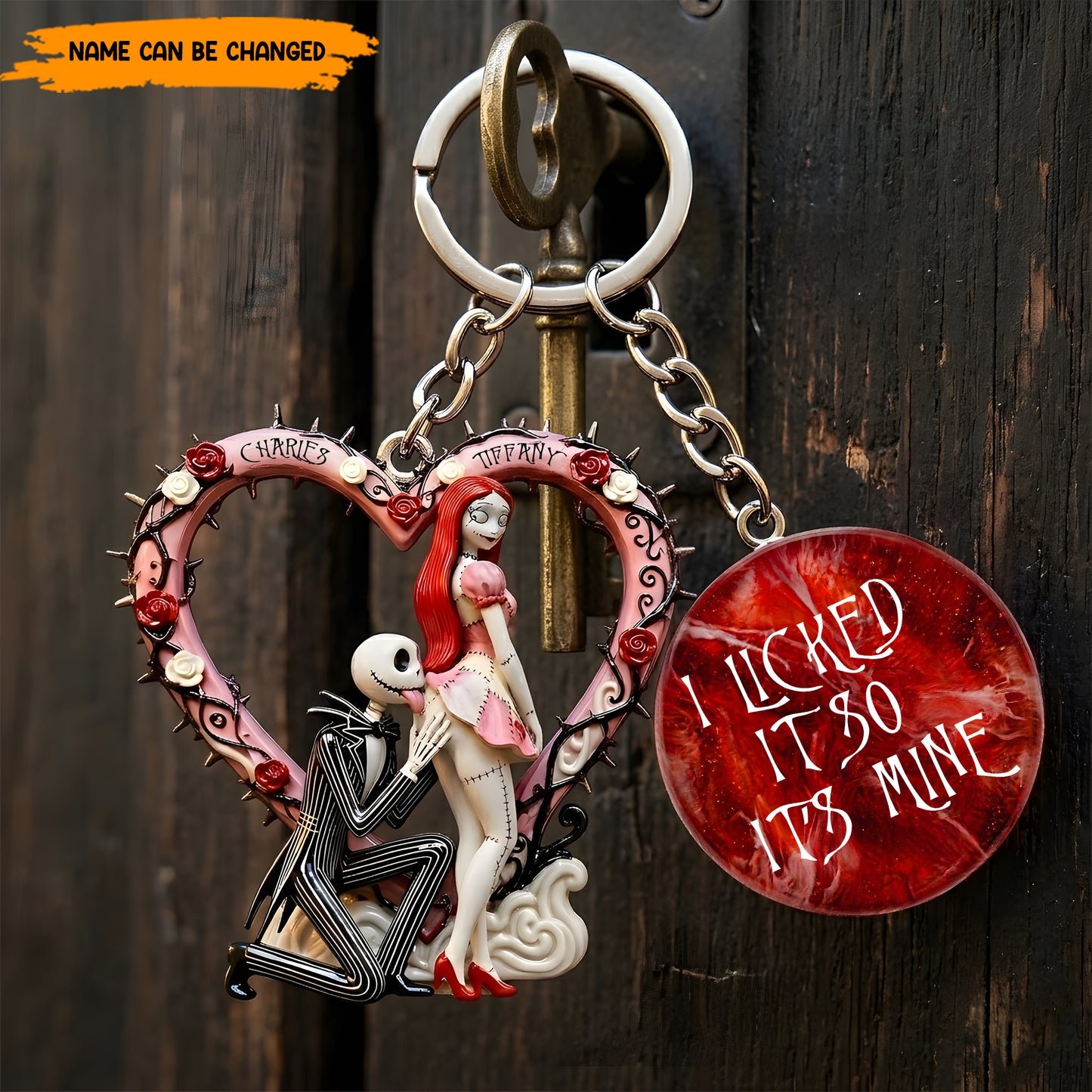 Personalized Gothic Couple Keychain