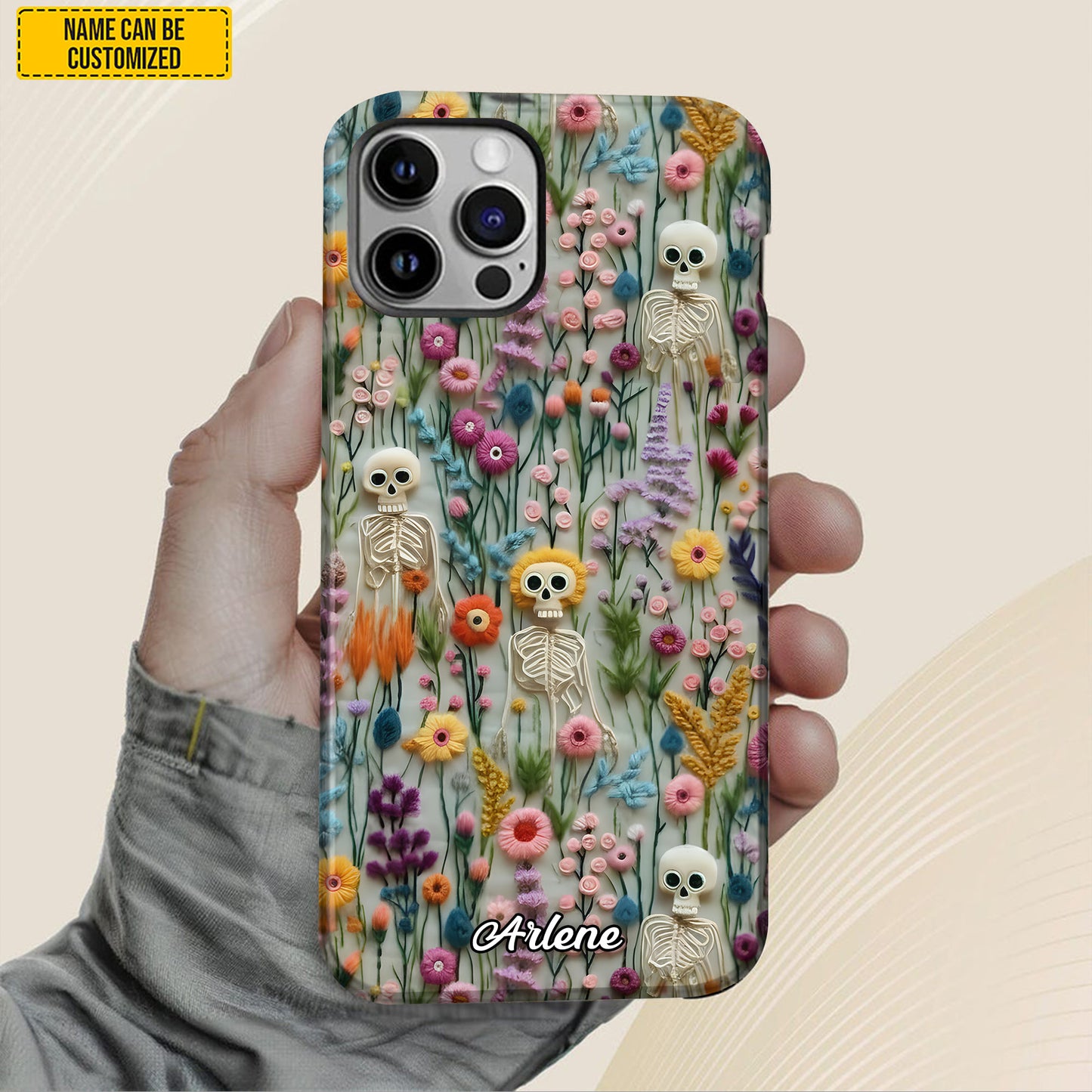 Personalized Skull Floral Phone Case