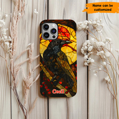 Personalized Stained Glass Raven Phone Case