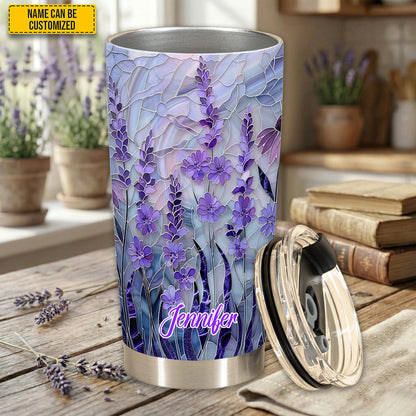 Personalized Lavender Stained Glass Tumbler