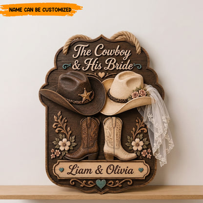 Personalized Rustic Western Wedding Wooden Block Sign,Country Wedding Gift for Couple