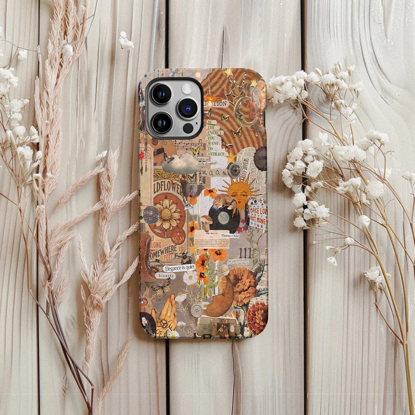 Boho Collage Phone Case – Flower Child Energy