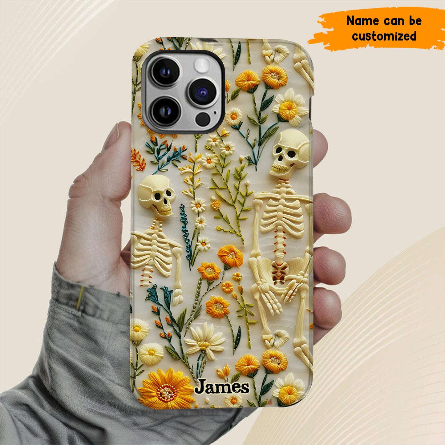 Personalized Skeleton Flower Phone Case
