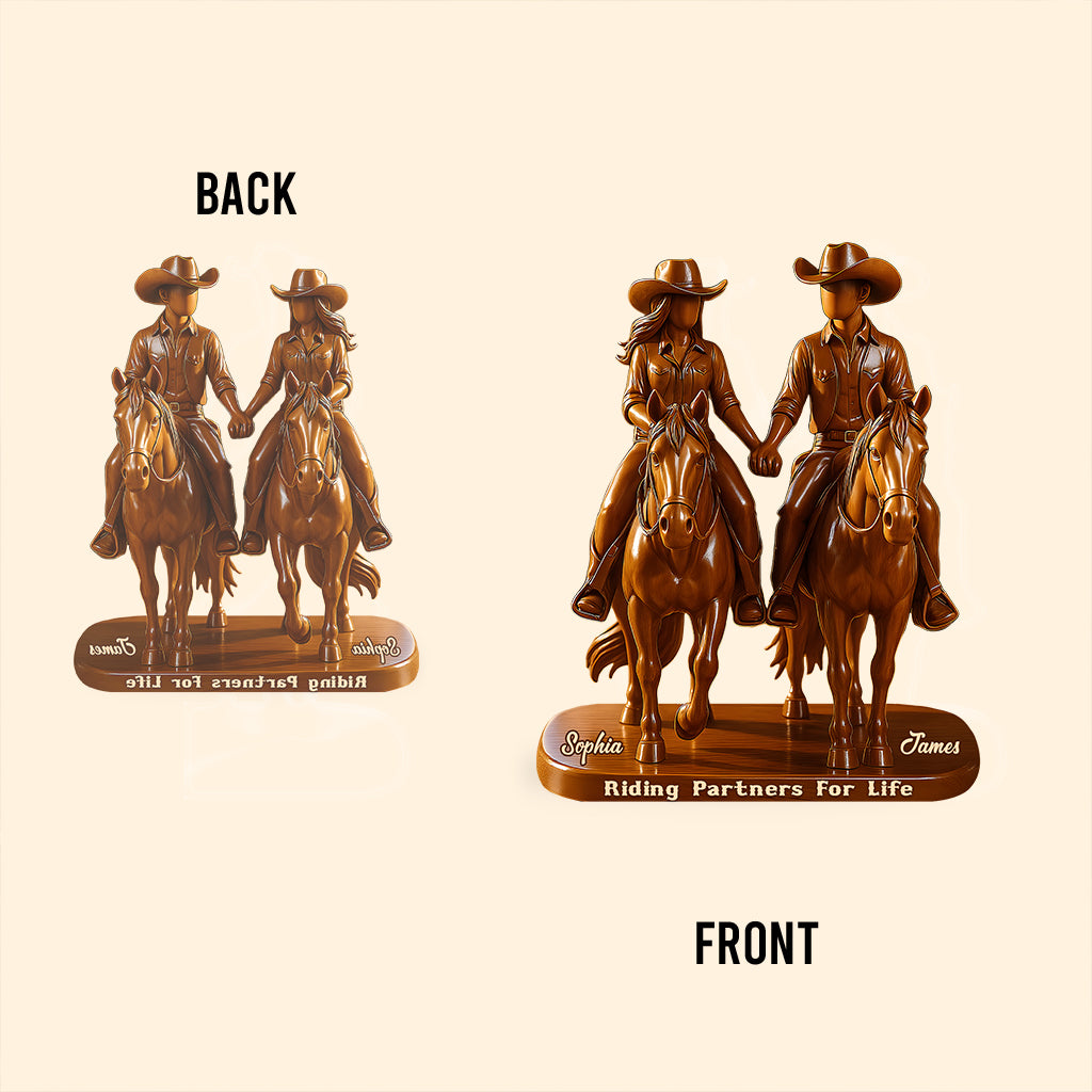 Riding Partners For Life - Personalized Couple Custom Shaped Acrylic Plaque