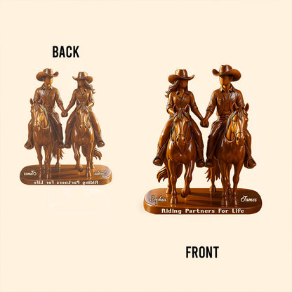 Riding Partners For Life - Personalized Couple Custom Shaped Acrylic Plaque