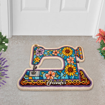Sewing Machine - Personalized Sewing Shaped Doormat/ Rug